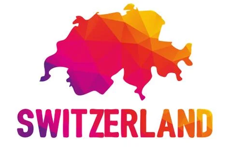 Low polygonal map of Swiss Confederation with Switzerland typo sign Stock Illustration