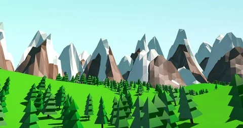 Low polygonal mountain valley view Stock Footage 104520693