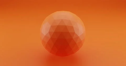 Low polygonal orange abstract sphere triangular 3d render Stock Footage 172260516