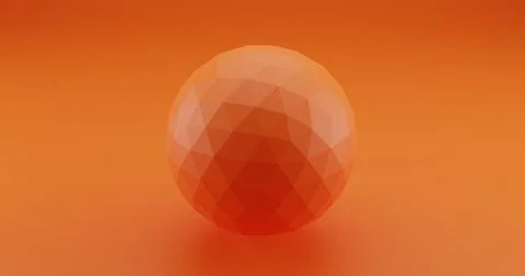 Low polygonal orange  abstract sphere triangular  3d render Illustrazione stock