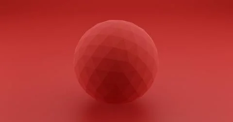 Low polygonal red abstract sphere triangular  3d render Stock Illustration