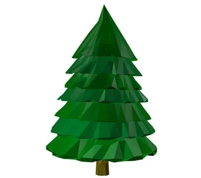 Low polygonal spruce on a white. 3D rendering Stock Illustration