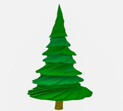Low polygonal spruce on a white. 3D rendering Illustrazione stock