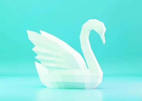 A low polyl Swan in polygonal style, 3d rendered Stock Illustration