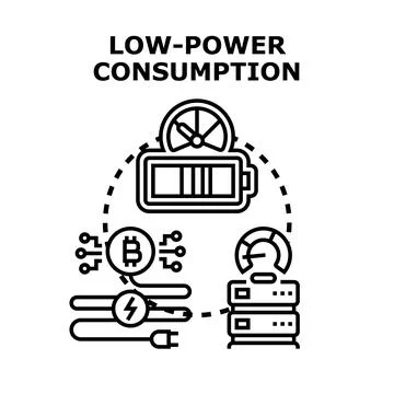 Low power consumption concept optimizing energy efficiency Illustrazione stock