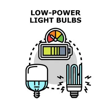 Low power light bulbs saving energy concept Stock Illustration