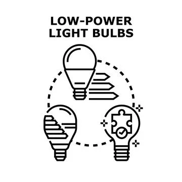 Low power light bulbs saving energy efficiency concept Stock Illustration