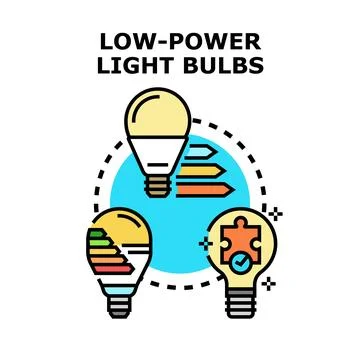 Low power light bulbs saving energy efficiency concept Stock Illustration