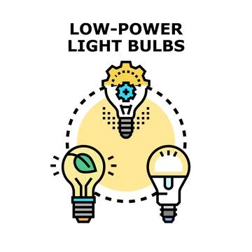 Low power light bulbs saving energy concept Stock Illustration