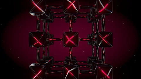 Low power standby diagnostic mode of a red glowing cryptographic data array, 4K Stock-Footage 336779810