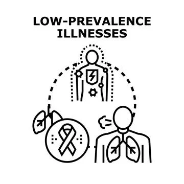 Low prevalence illnesses concept black outline Stock Illustration