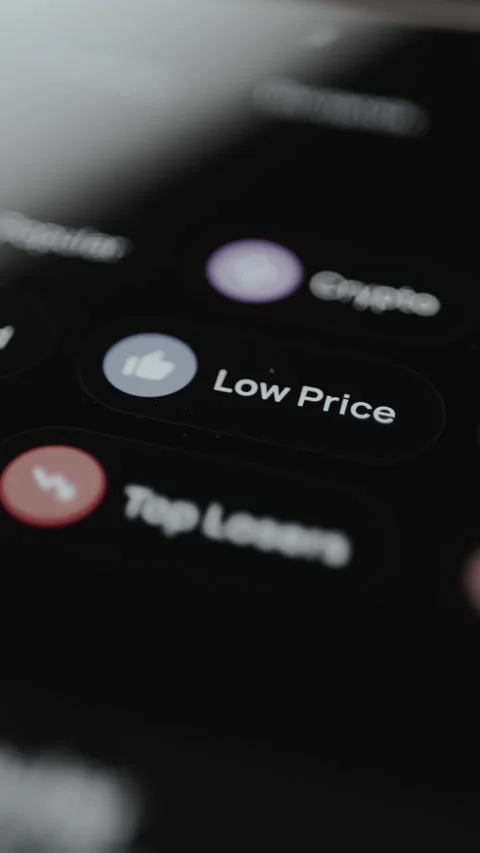 Low Price option within the user interface of a cryptocurrency trading Stock Footage 329775991