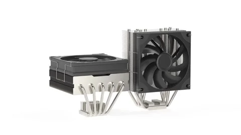 Low profile and tower type computer processor coolers Stock Footage 256670982