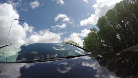 Low profile hood view looking backwards on small electric vehicle 4k Stock Footage 147552037