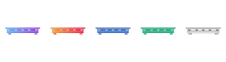 Low Profile Platform Base Vector Icon Set Stock Illustration