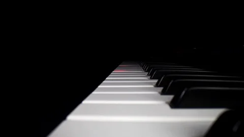 Low profile wide angle macro of electronic keyboard - static shot of Stock Footage 128106049