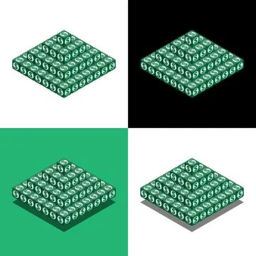 Low pyramid of the cubes with dollar logo in isometric view 스톡 일러스트