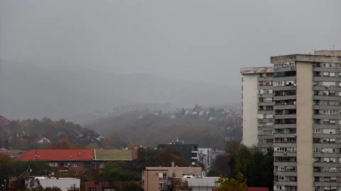 Low rain clouds Stock Footage 142137057