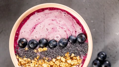 Low-rate blackberry's milkshake combination of fruits and berries Stock Footage 101329848