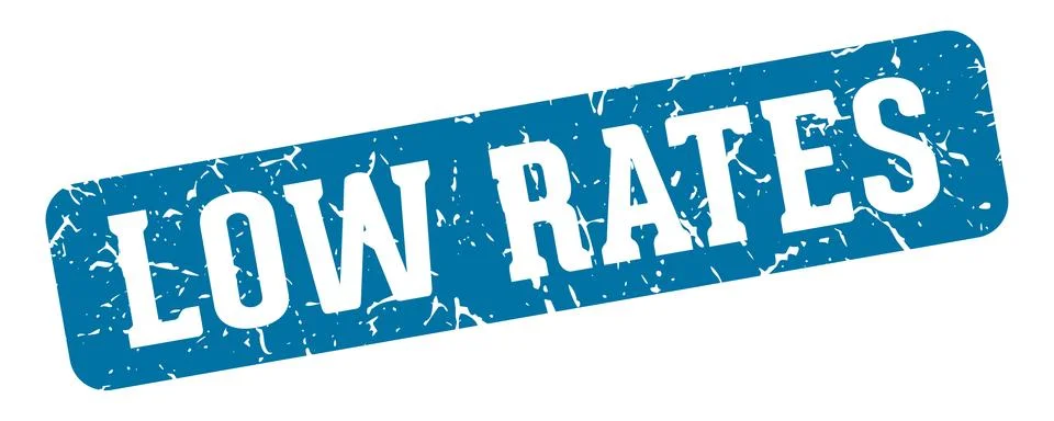 Low rates rectangular sign. low rates stamp Illustrazione stock