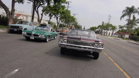 Low riders cruising the streets of LA. Stock Footage