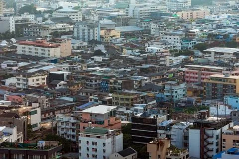 Low rise urban development in a developing Asian country aerial view. Foto stock