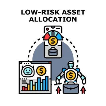 Low risk asset allocation strategy managing investment portfolio Stock Illustration