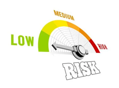 Low risk speedometer vector 3d illustration on white Stock-Illustration