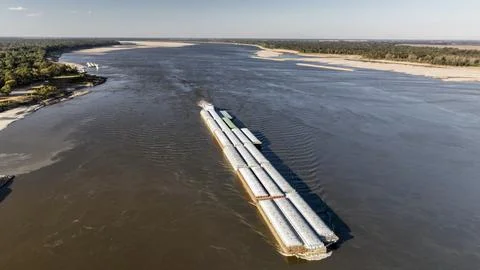 Low river levels affect global shipping of grains and coal, Greenville, USA - 22 Stock Photos