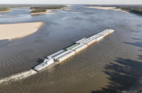 Low river levels affect global shipping of grains and coal, Greenville, USA - 22 Stock Photos