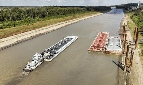 Low river levels affect global shipping of grains and coal, Greenwood, USA - 22  Stock Photos