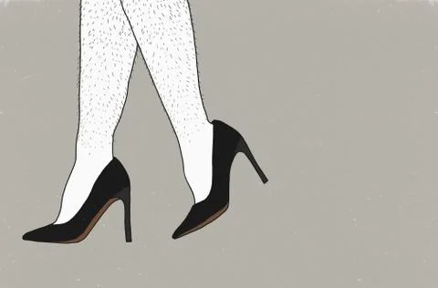 Low section of man wearing stilettos against gray background Stock Illustration
