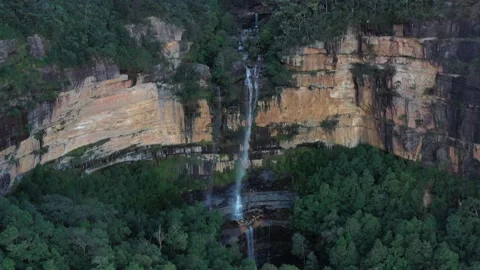 Low section of Wentworth falls in Blue Mountains of Australia – vertical 4k. Stock Footage 156738746