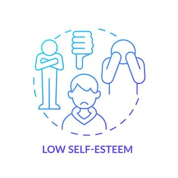 Low self-esteem blue gradient concept icon Stock Illustration