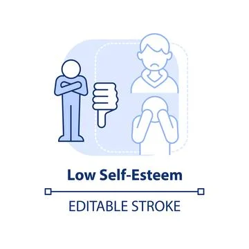 Low self-esteem light blue concept icon Stockillustratie