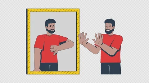 Low self esteem mirror 2D animation 스톡 동영상 305827111