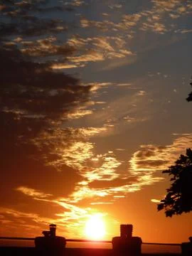 Low setting sun Stock Photos