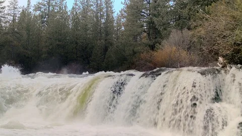 Low shot of Dillon Falls outside Bend, Oregon Video stock 83200438