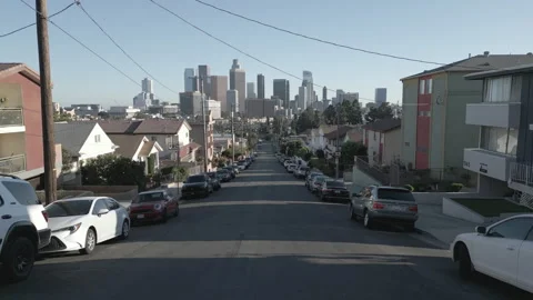 Low shot with downtown LA Stock Footage 312286853