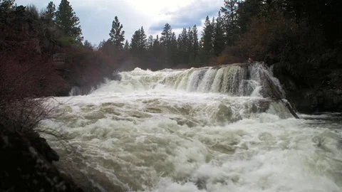 Low shot of Powerful Waterfall and Rapids Stock Footage 83200685