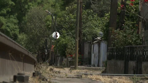 Low shot single rail of track, zoom out Stock Footage 39453471