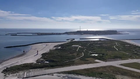 Low Side Angle Past Düne Airfield And Helgoland Stock-Footage 336710561