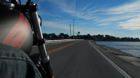 Low side view of bike riding over bridge Stock-Footage 45206600