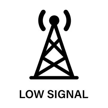 Low signal warning icon with cell tower illustration Stock Illustration