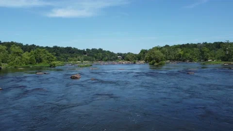 Low Slow Rotating Tracking Shot Over Gentle River With Geese Stock Footage 161441284