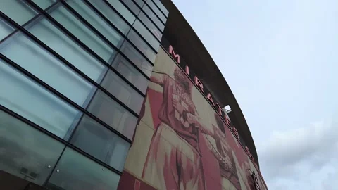 Low slow tracking shot of the Emirates Football Stadium Arsenal FC Stock-Footage 156702161