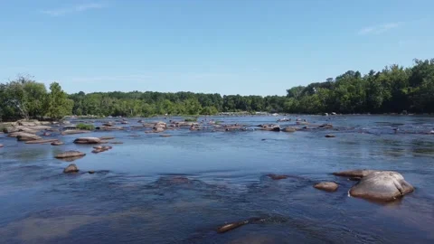 Low Slow Tracking Shot Over Gentle River With Geese Stock Footage 161442351