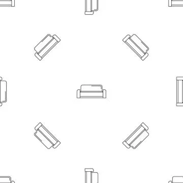 Low sofa icon, outline style Stock Illustration