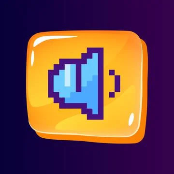 Low sound glossy ui button with pixelated color icon Stock Illustration