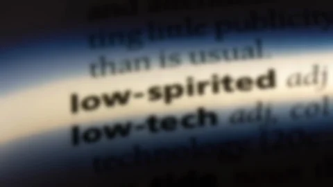 Low spirited word in a dictionary. Stock Footage 99563008